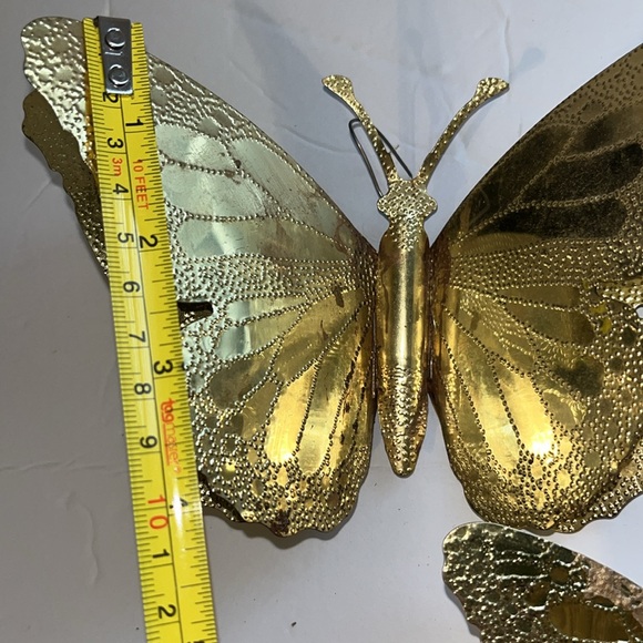 Brass Metal Butterflies Wall Decoration Set of 3 Mid Century Modern Vintage MCM - Picture 3 of 8